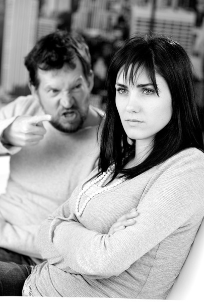 Man yelling at girlfriend not looking at him black and white - Photo, Image