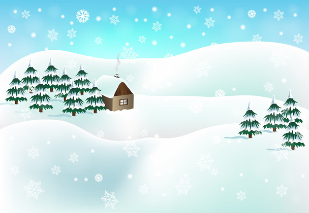 Векторный зимний пейзаж
 - Вектор,изображение