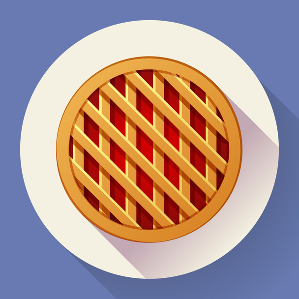 Zoete appeltaart pictogram. Platte ontworpen stijl - Vector, afbeelding