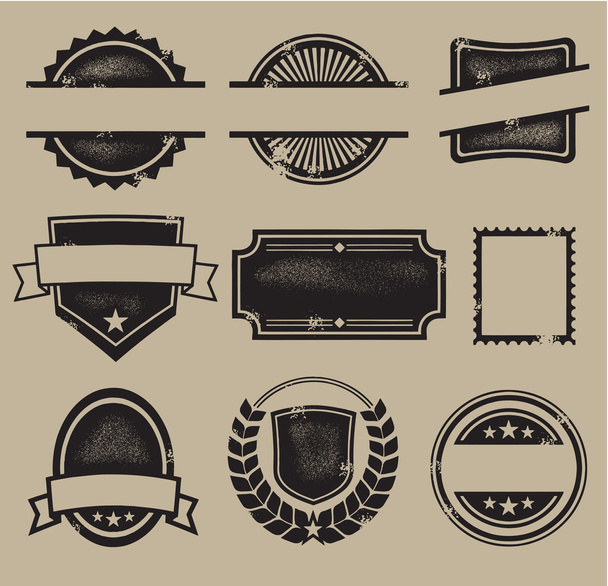 Emblemas Vintage em branco e selos
 - Vetor, Imagem