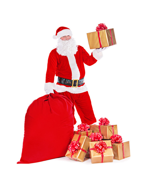 Papai Noel com caixas de presente
 - Foto, Imagem