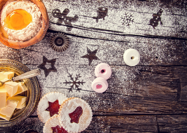 Christmas sweets over wooden background, close-up. - Photo, image