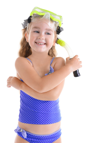 Happy little girl with diving mask  - Photo, image