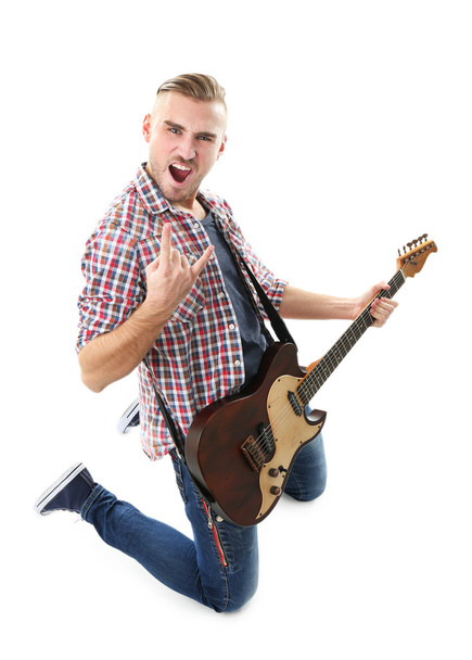 Young musician with guitar - Фото, зображення