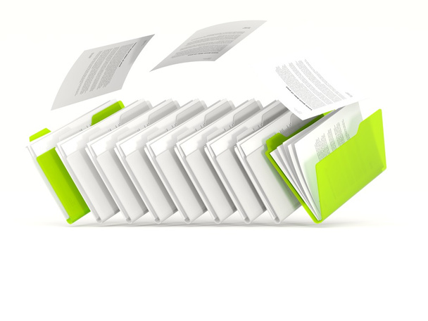Green folders in a row - Fotoğraf, Görsel
