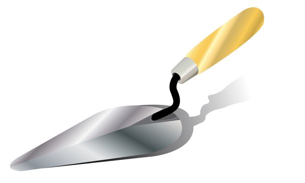 Trowel with Wooden Handle isolated white background. - Vector, Image