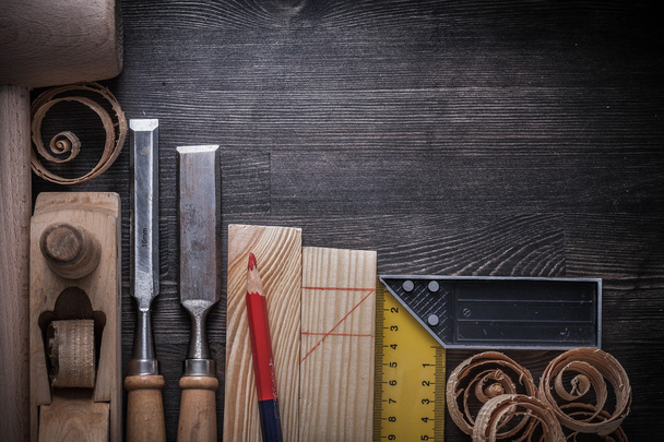 Joiners tools on wood - Foto, Bild