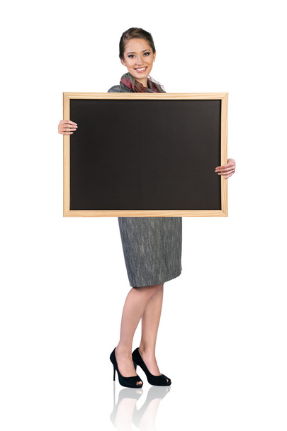 γυναίκα με μαυροπίνακα - Φωτογραφία, εικόνα