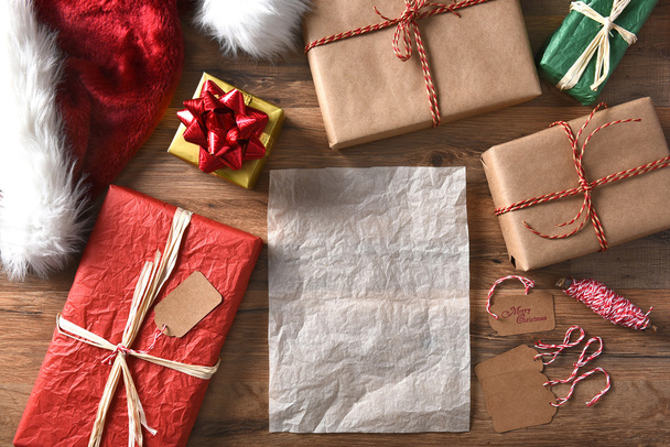 Christmas Presents and Blank Paper - Фото, зображення