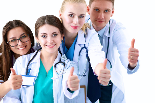 Portrait of doctors team showing thumbs up - 写真・画像