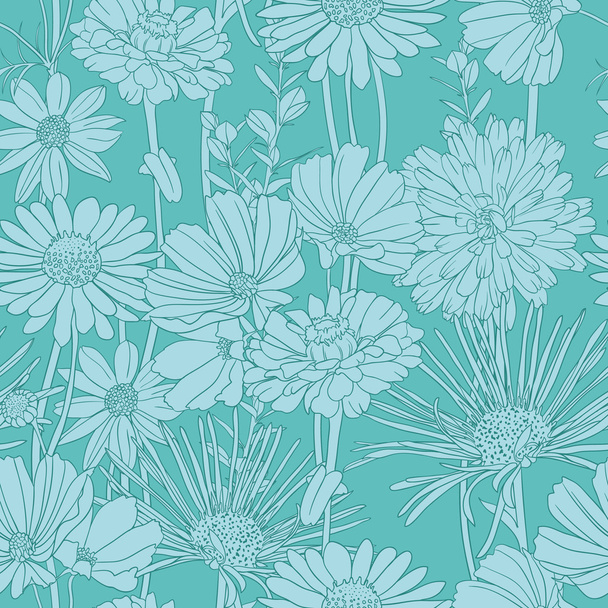 Floral seamless wallpaper - Vector, afbeelding