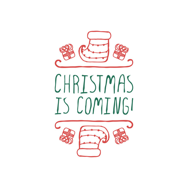 Christmas label with text on white background - Vector, Image