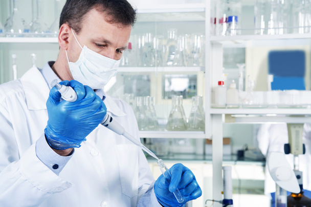 Male researcher at his workplace in the laboratory. - Photo, Image