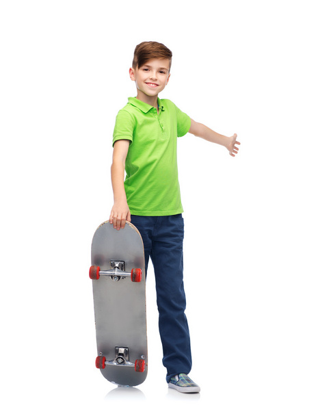 happy boy with skateboard - Photo, Image