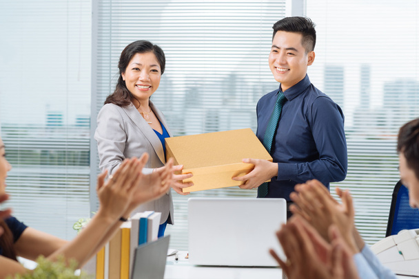 Woman giving present to best employee - Photo, Image