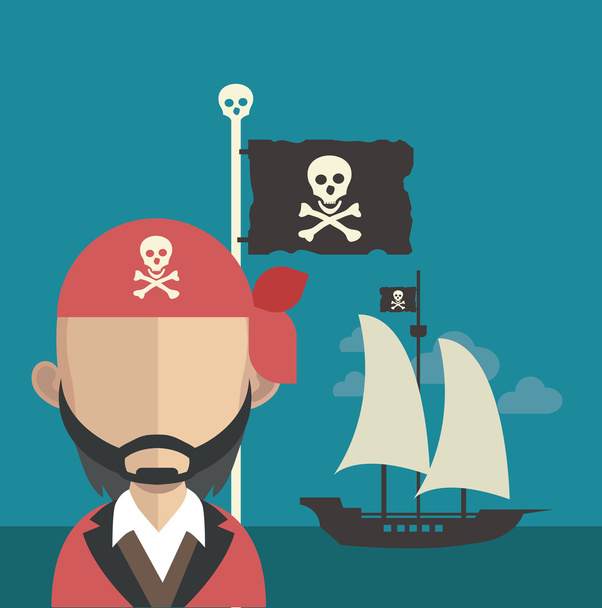Cartoon man pirate - Wektor, obraz