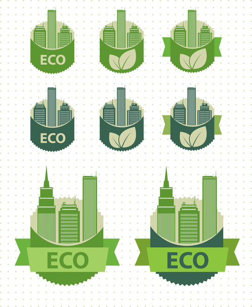 Eco labels city theme. Vector - Wektor, obraz