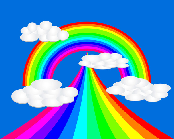 rainbow with clouds bright colors - Vector, Image