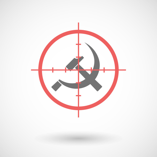 Red crosshair icon targeting  the communist symbol - Vector, Image