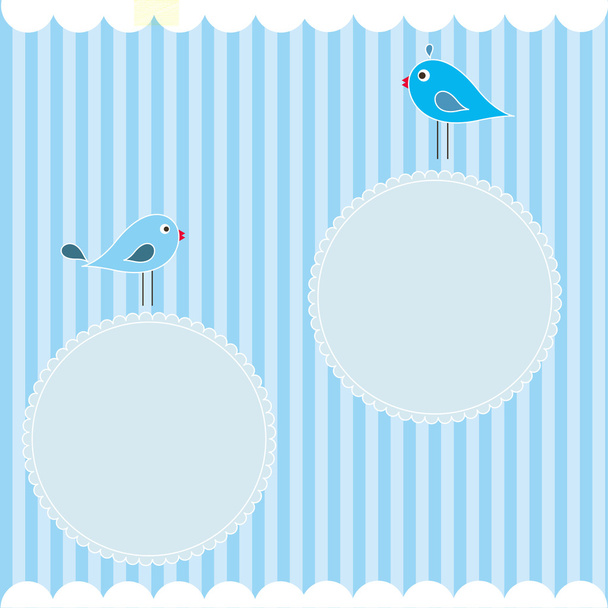 Листівка з блакитними птахами. векторний шаблон для записів
 - Вектор, зображення