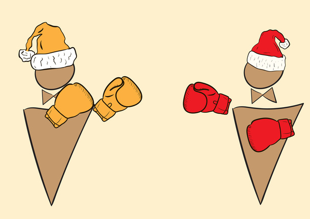 Christmas boxing in caps - Vector, Image