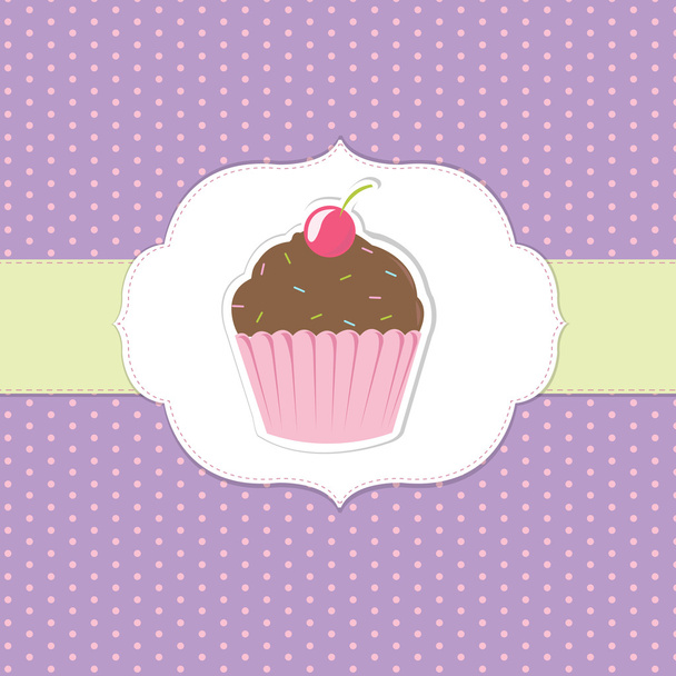 Vintage Cupcake Sticker - Διάνυσμα, εικόνα