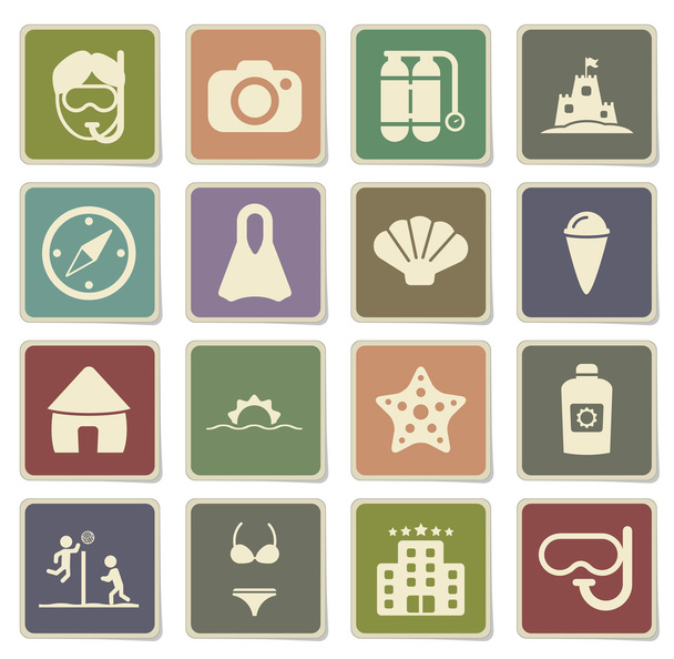 Beach simply icons - Vector, Image