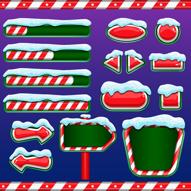 weihnachtliche Benutzeroberfläche für Handy- oder Computerspiel-Design - Vektor, Bild