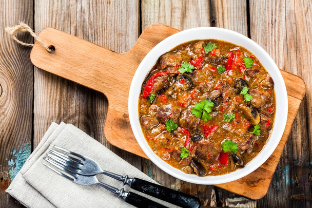 homemade beef stew with mushrooms and paprika - Photo, Image