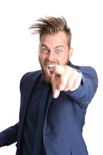 Shouting businessman in a blue suit - Foto, Bild