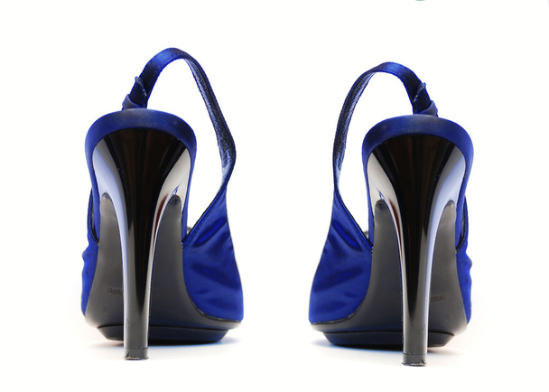 Blue high heeled shoe isolated - Foto, afbeelding