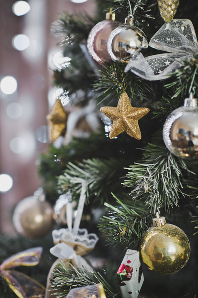 Photo of the Christmas tree with balls and stars 4593. - Фото, зображення