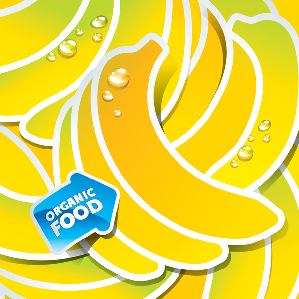 pozadí z banánů s šipkou o biopotravinách - Vektor, obrázek
