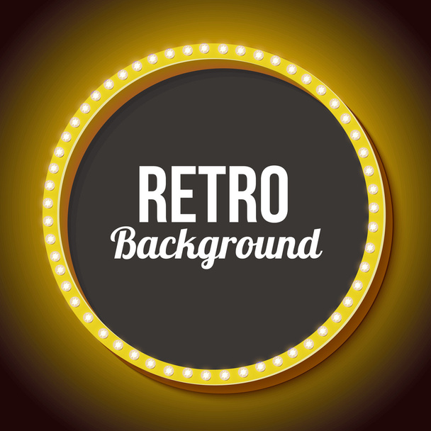 Retro frame circle with neon lights - Vector, imagen