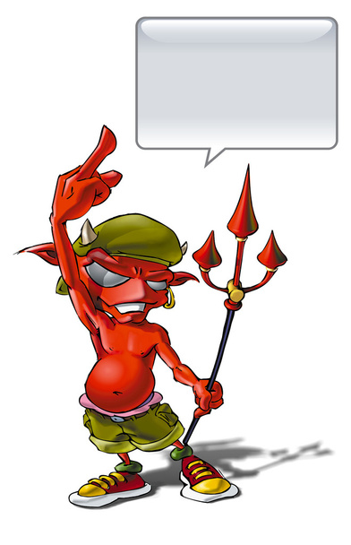Little Devil Giving the Finger (Clipping Path) - Photo, Image