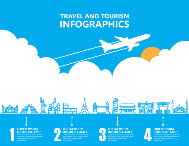Ταξιδιωτικά infographics, ορόσημο και μεταφορών - Διάνυσμα, εικόνα