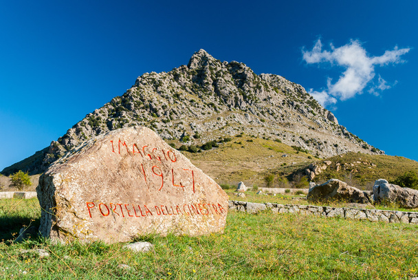 Memorial for the massacre of "Portella della Ginestra" in the mountains near Palermo (Sicily) - Photo, Image
