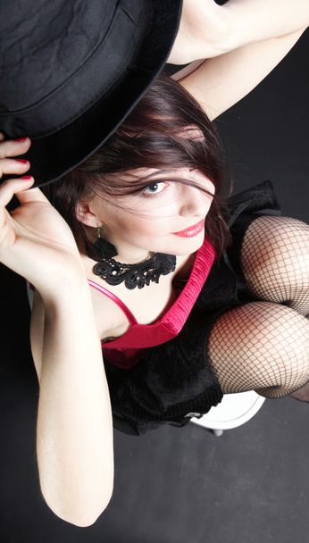 Portrait woman in red corset - Фото, зображення
