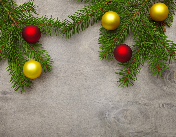 Wood background with christmas decoration - Foto, imagen