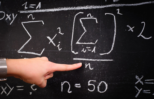 Professor showing formulas - Zdjęcie, obraz