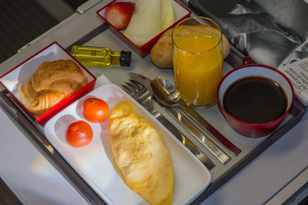 Breakfast in the airplane - Fotoğraf, Görsel