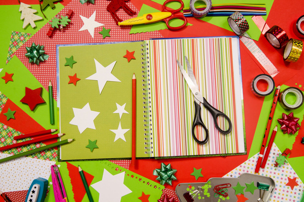 Arts and craft supplies for Christmas. - Foto, Imagen