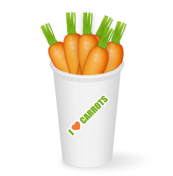 Carrots on white cup - Vector, Image