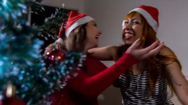 friends celebrate Christmas - Кадри, відео