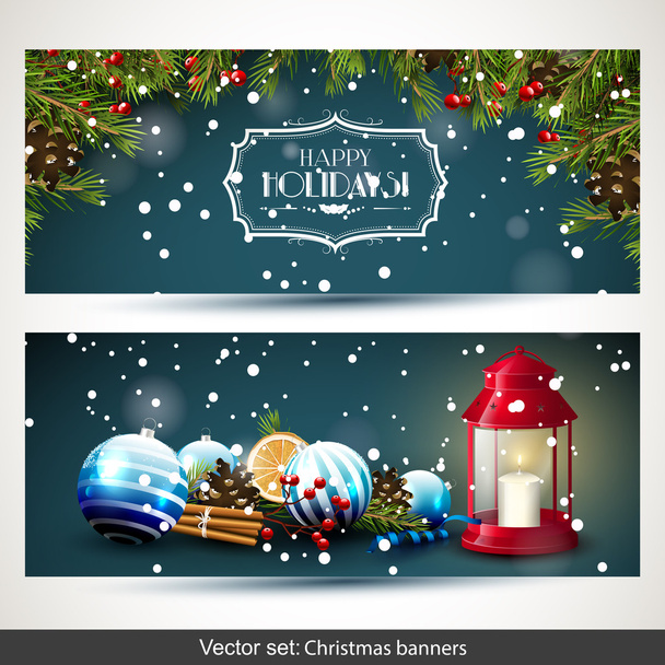 Christmas horizontal banners - Vettoriali, immagini
