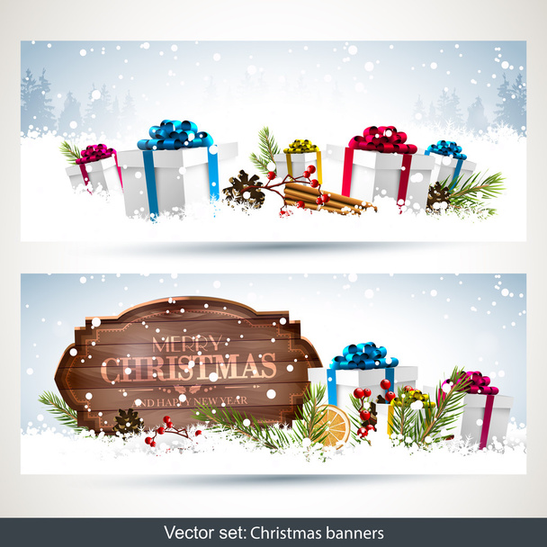 Christmas horizontal banners - Vektor, obrázek