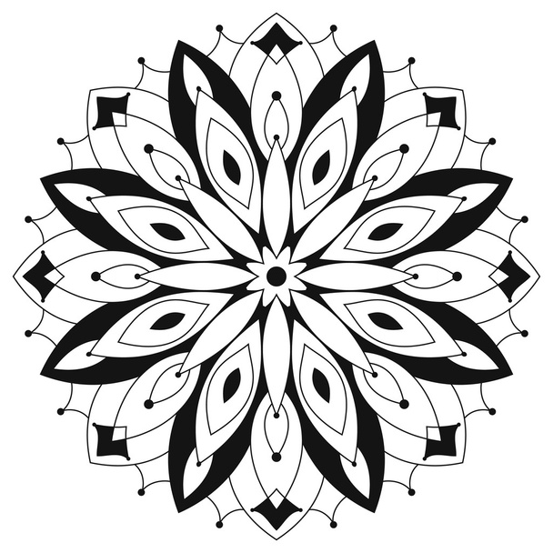 East ethnic round mandala. Coloring for adults. - ベクター画像