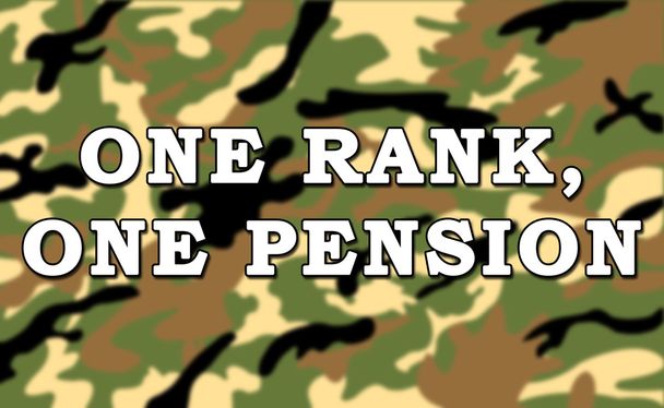 One Rank One Pension Message on Army/Military Camouflage Pattern Background - Photo, Image