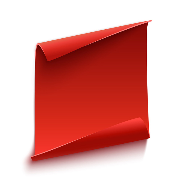 Red, curved, paper scroll. Vector illustration. - Διάνυσμα, εικόνα