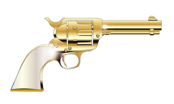 A Golden Revolver - Vector, Image
